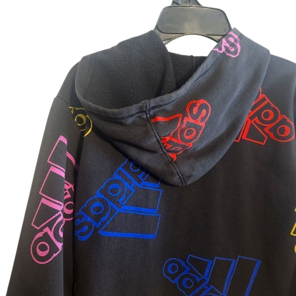 Kids Adidas Black Hoodie with Colorful Logo Size M 10/12 - Picture 6 of 6